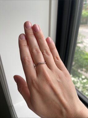 Delicate Silver Pavé V Wave Ring - Minimal Women's Jewelry